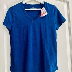 Vineyard Vines Deep Blue Short Sleeve Tee Loose Fit V-Neck Cotton